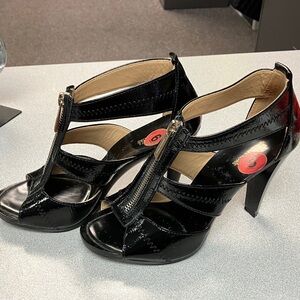 MICHAEL Michael Kors Glossy Black Heels with Zipper